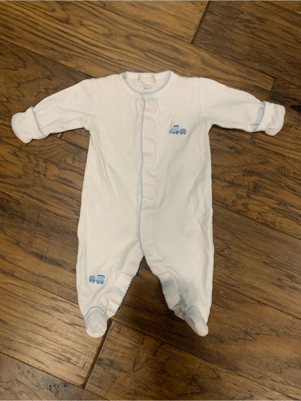 Kissy Kissy White Footed One-Piece with Light Blue Trim